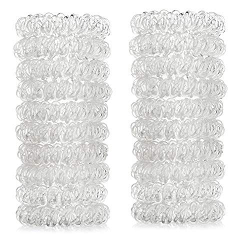 20Pcs Clear Spiral Hair Ties No Crease Elastic Ponytail Holders Phone Cord Traceless Hair Ties for Women Thick Hair by Accmor On Sale