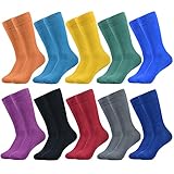 FLGYTH Men's Dress Socks - Colored Cotton Crew Solid Color Socks 10 Pack, Size(8-13) (Solid color20-10 pairs)
