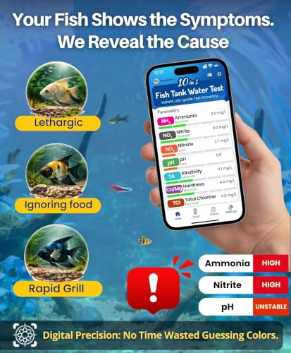 Image of Digital Aquarium Water Test Kit, App-Enabled 10-in-1 Fish Tank Test Kit for Freshwater & Saltwater, Aquarium Test Strips for Fish Tanks, Reef, pH, Ammonia, Nitrate, Nitrite, GH, KH, Chlorine
