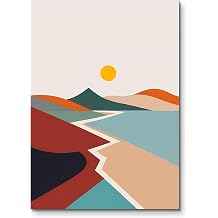 Turuncu G ne li Minimalist Do a Manzaras  - Manzara Metal Tablo - M knat sl  Montaj - Duvar Dekoru
