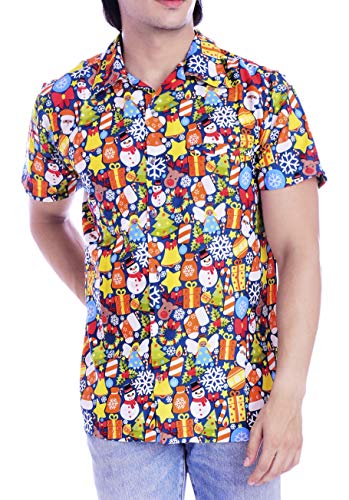 Virgin Crafts Hawaiiian Christmas Vacation Shirt for Mens Tropical Xmas1 Blue 5XL