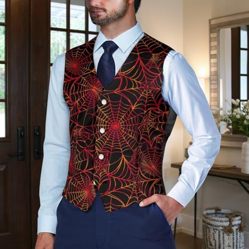 Halloween Vest for Men Lightweight Men's Suit Vest for Halloween Party Evening Slim Fit Waistcoat With Back Strap3