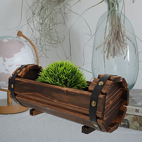 Yardwe Rustic Wooden Bucket Barrel Planter Rustic Whiskey Bucket Flower Planter Succulent Plant Pot Boxes Container For Patio Garden Backyard #TOP4
