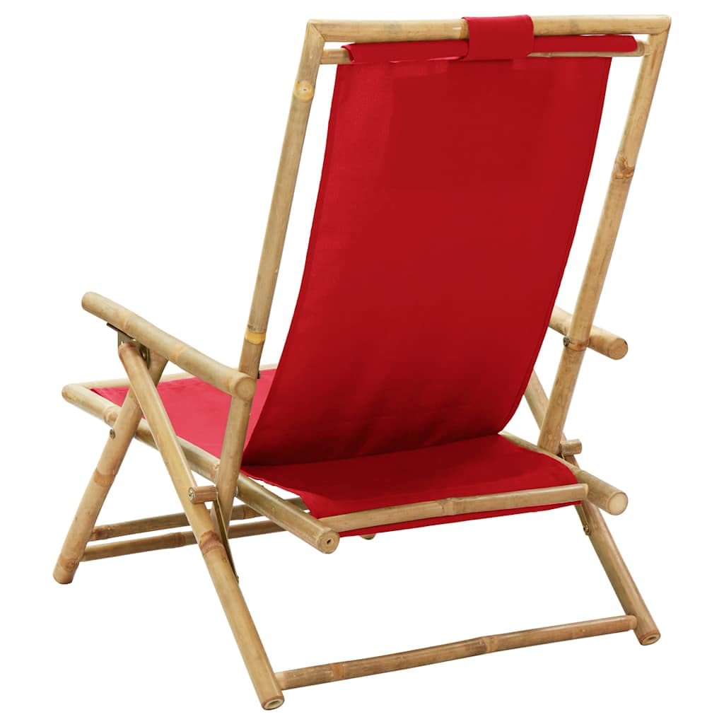 Sedia relax pieghevole in bambù, regolabile in 4 livelli, rosso