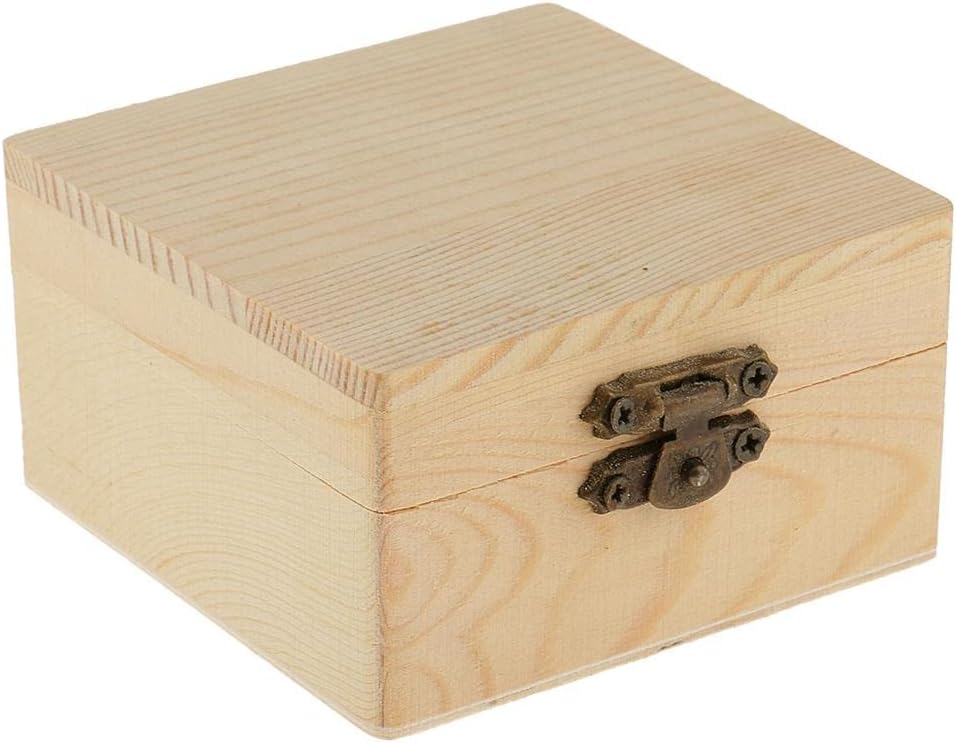 8-25pack Square Shape Unfinished Wooden Jewelry Gift Box for Craft Toys, 9 Pcs