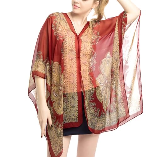 French Sun Protection Shawl, Lightweight Chiffon Beach Cover Up for Women, Hollow Out Travel Wrap Shawl2