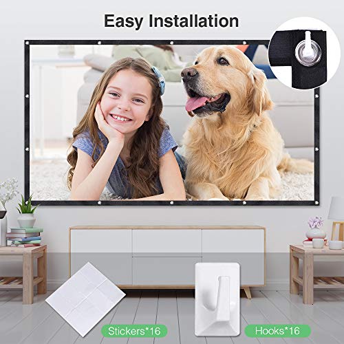 Dbpower Projector Screen 100 Inch, 16:9 Hd 3D Foldable Anti-Crease Portable Projector Movie Screen For Home Theater Indoor Outdoor Support Double Sided Projection #TOP3