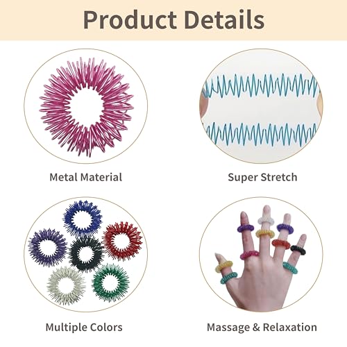 Akupressur Ring, Anti Stress Ring, Massageringe für Finger Akkupressurringe, Stressreduzierender und durchblutungsfördernder Massagering für Förderung Der Durchblutung (8 Stück)