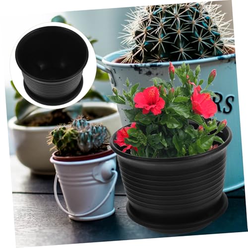 Petits pots de fleurs résine gris foncé jardinières intérieures - 3