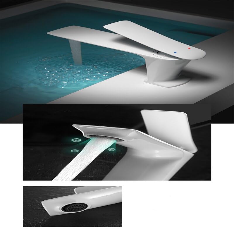Robinet de salle de bain blanc et chromé pour vasque moderne - 4