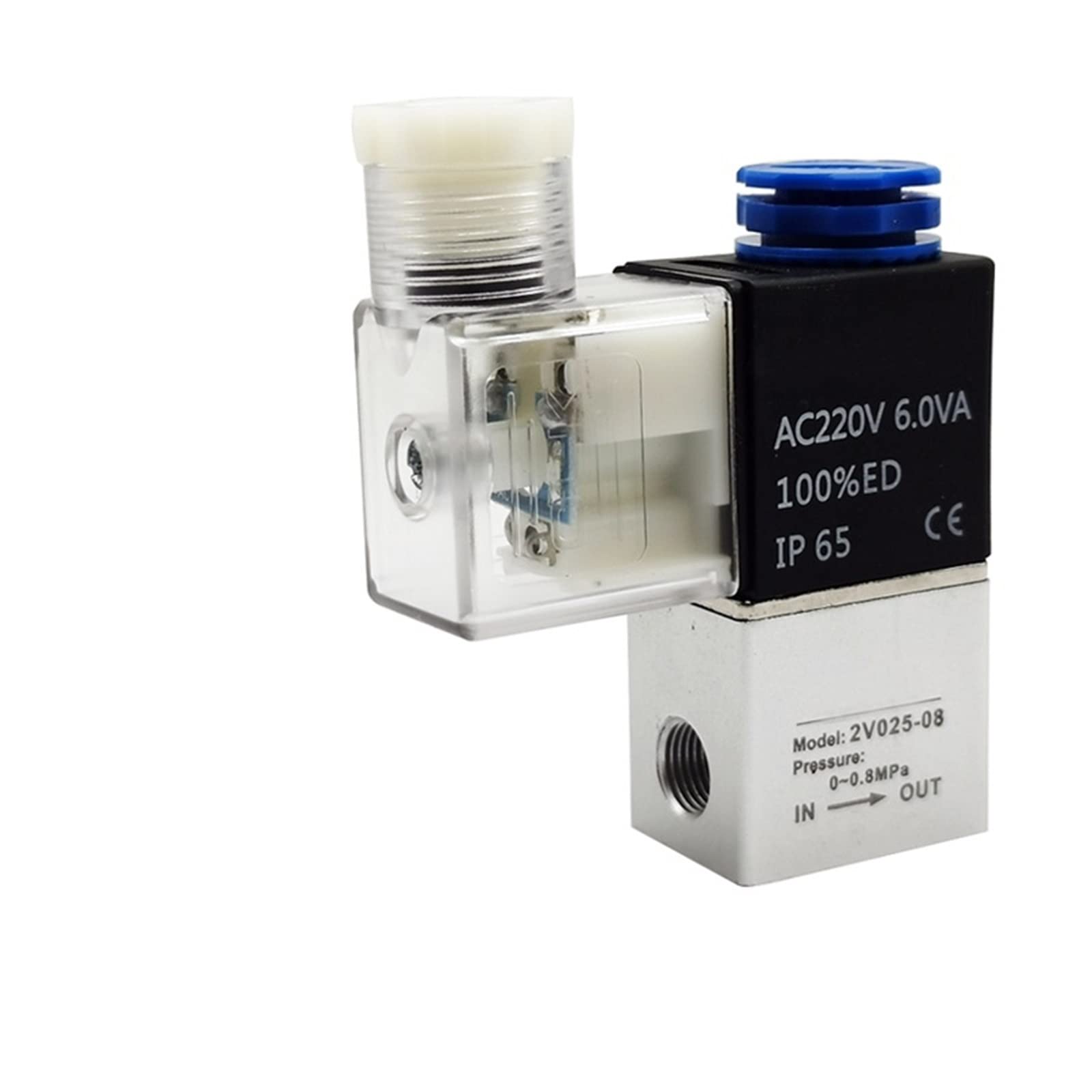 HDPHCRIUN Pneumatic Control Valve Air Solenoid Valves 2V025-08 2 Position Port 1/4quot; Normally Closed DC12V 24V AC110V 220V 1Pcs(2V025-08 Only,Onecolor)
