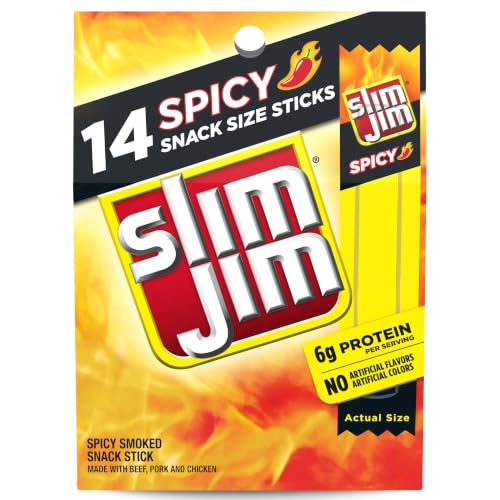 Slim Jim Spicy Smoked Meat Sticks, 14ct