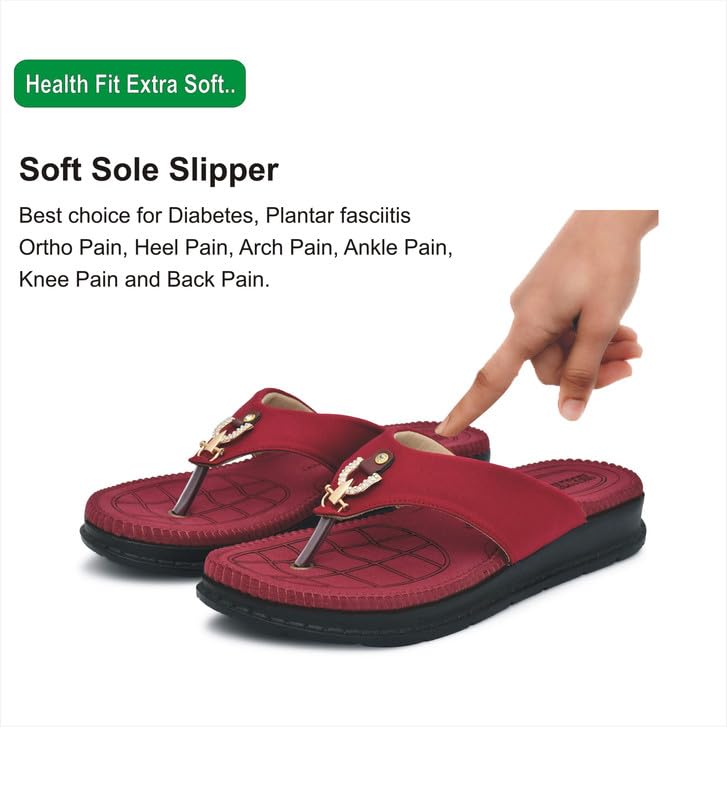 Image of HEALTH FIT Diabetic & Orthopedic with Super Extra Soft Ortho Care Anti-Skid Doubleu Flip-Flops for women Slippers /Doctor Chappal & Footwear HF329