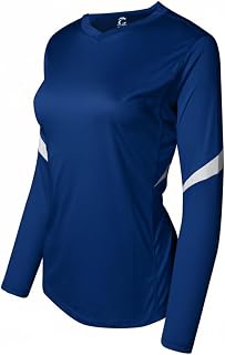 Epic Sports Women's Long Sleeve Cooling Volleyball Jersey - 100% Polyester V-Neck, 2-Way Stretch, Lightweight Performance