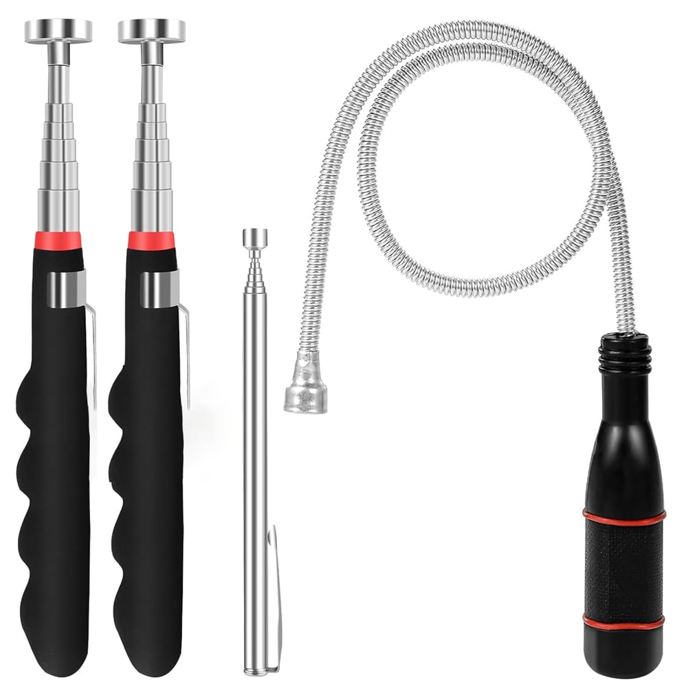 Xnuiasqe Men's Dark Telescoping Magnetic Pickup Tool 4Pcs With 40Lb Pull Force, 30In Strong Magnet Sticks,Non-Slip Extension