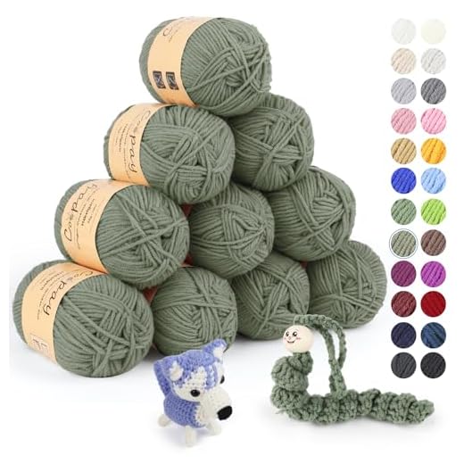 Coopay Wolle zum Häkeln, 450g (10x45g) Weiches Häkelgarn, 5 Faiding Wolle zum Stricken, Babywolle zum Häkeln für Anfänger, Super Weich Häkelgarn Babywolle für Häkel- und Strickprojekt - Schlammgrün