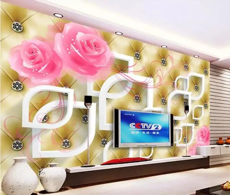 Papier peint 3D rose salon pour moderniser un mur blanc sans travaux