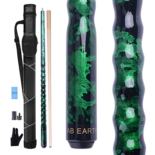 AB Earth Ergonomic Design 13mm Tip 58' Maple Pool Cue Stick Kit with Hard Case (Green, 21oz)