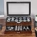BEWISHOME High-End Watch Box, 12-Slot Watch Case with Large Glass Lid, 2-Layer Wooden Watch Box for Men, Watch Organizer Watch Storage Holder for Men Brown Red SSH02Y