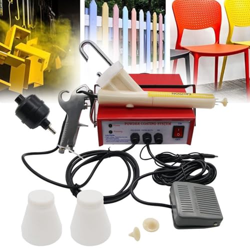 静電粉体塗装機、ポータブル電動ペイントスプレーガン、フットスイッチ5段階、船舶、デッキ、機器、ガレージ、フィットネス機器用 Red