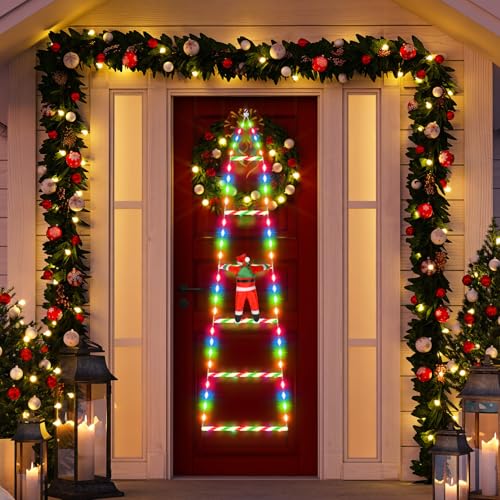 98 LED Weihnachtsmann Leiter Märchenlichter 0.8M LED Weihnachtslichterkette mit Speicher-Timer-Funktion, 8 Modi, Weihnachtsdekoration für drinnen und draußen, Fenster, Balkon, Garten (RGB)., 5.8 €