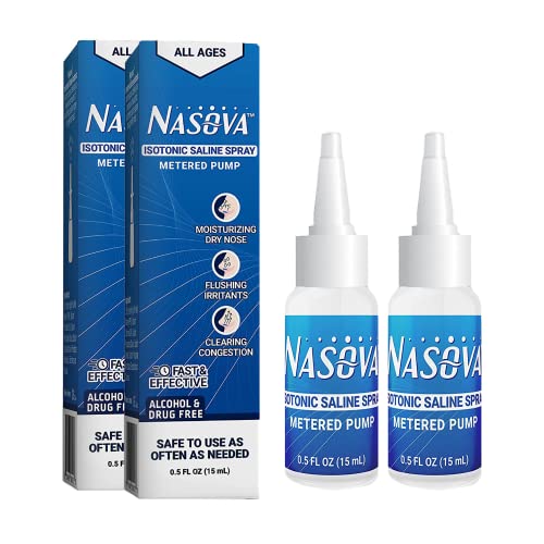 Nasova Isotonic Saline Spray Nacl 0.9% Mdns 2-Pack Moisturizing, Cooling Spray For Nasal Dryness Relief, Clear Nasal Passages From Allergens, Dust, And Irritants 15Ml (0.5 Ounce) #TOP5