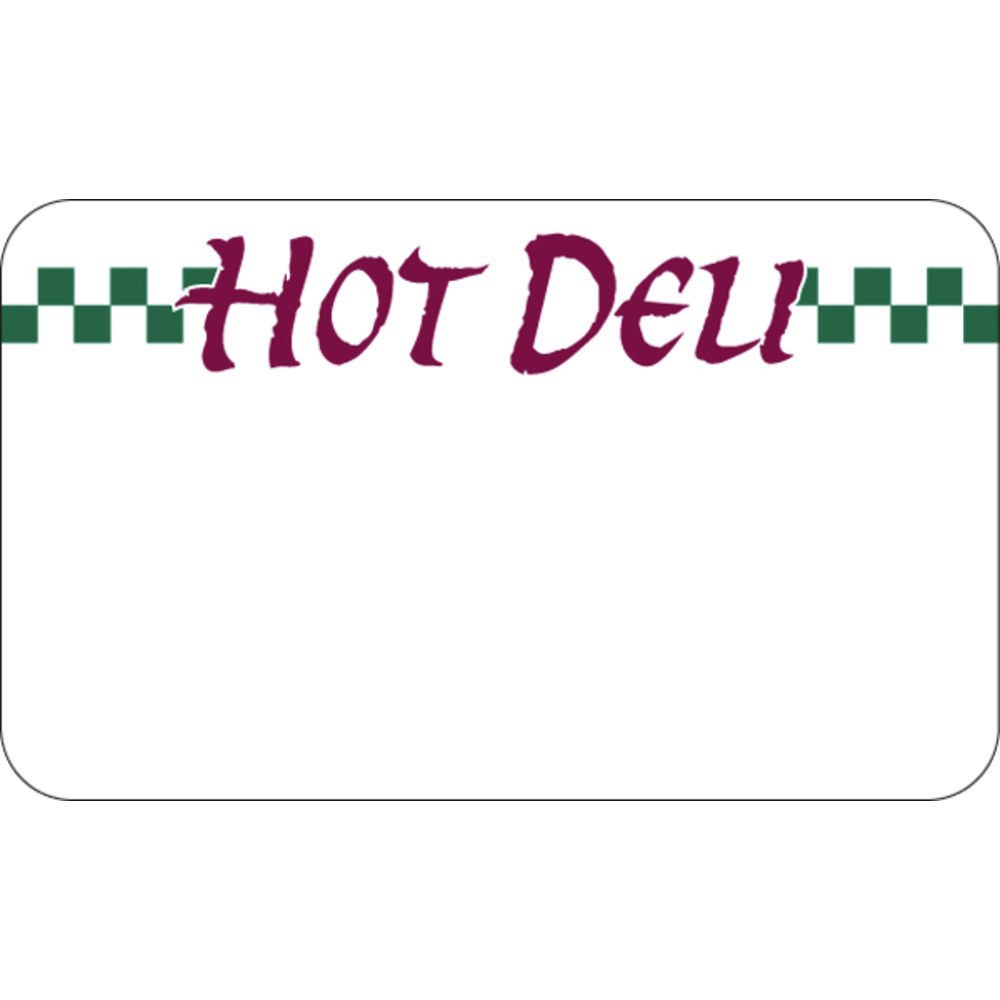 HUBERT Deli Tag Write on Style with Green Checks White Heat Resistant Merchandising Tag - 3 3/4 L x 2 1/4 H, 12/Bag