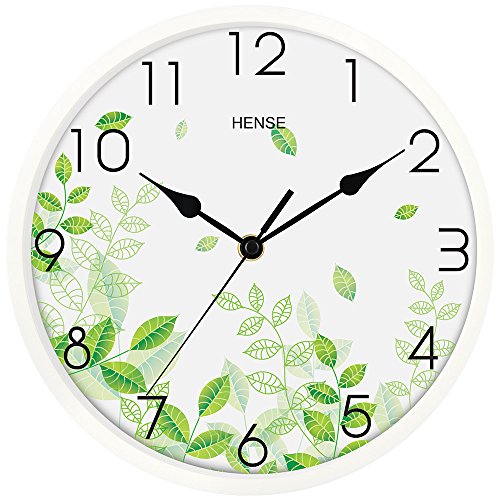 HENSE Fashion Concise Design Bedroom/living Room Round 10-inch Ultra Mute Quartz Movement Plastic Frame Wall Clock HW40 (White # Plastic Frame)