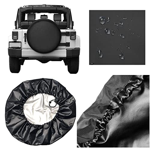 Image of Design Your Own Spare Tire Cover for Universal All Vehicles, Custom Decor Spare Tire Cover with Image Pattern Text Logo, Fits for Tire Diameter 27.6 inch-29.5 inch, BlankBlack, No Custom