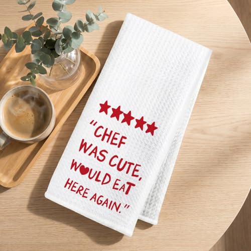 Image of Hanamiya Na Chef Gifts Kitchen Towels 24x14 Inch, Cute Hostess Reusable Dish Towels for Kitchen Decor, Waffle Weave Absorbent Hand Cloth Tea Towel, Cute Hostess Gifts for Women Mom Friend