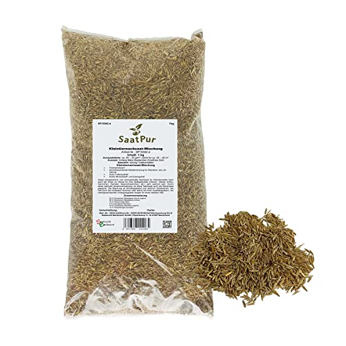 SaatPur Kleintier-Wiese Nachsaat-Mischung 1kg für ca. 60-80 m Nachsaat Weidegras für Kleintiere für ca. 30 bis 40 m Weide für Kaninchen Hühner Hasen Meerschweinchen Qualität ganzjährig