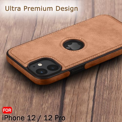 TheGiftKart Genuine Leather Finish Back Cover Case for iPhone 12/12 Pro | Shockproof Design | Camera & Screen Protection | Stunning Minimalist Design Back Case (Brown) 4 51uje6V0UjL