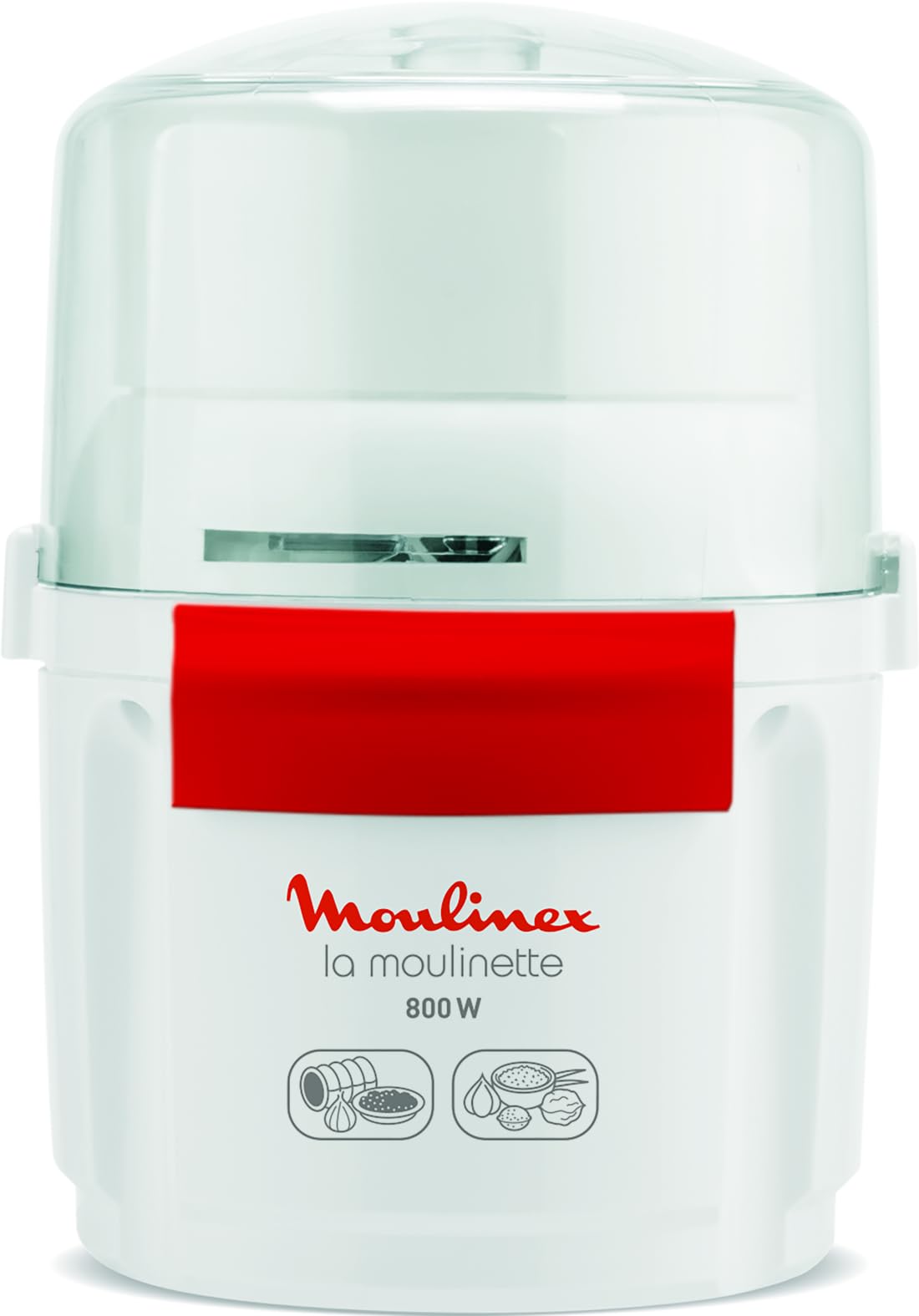 Moulinex Picadora la Moulinette, picadora de 800 W, pica carne, verduras, frutos secos, queso, 200 gr capacidad, pica, corta o mezcla, sistema 1-​2-​3, cuchilla doble acero inoxidable, blanco, AD5601