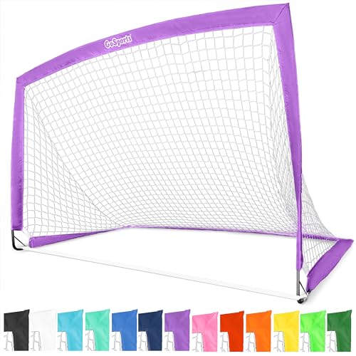 GoSports Team Tone 6 ft x 4 ft Portable Soccer Goal for Kids - Pop Up Net for Backyard - Purple