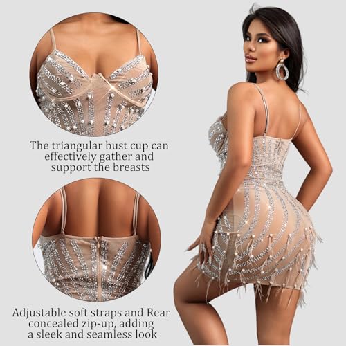 Image of Sexy Rhinestone Dresses for Women, Glitter Short Party Dress,Night Club Cocktail Mini Dress Homecoming