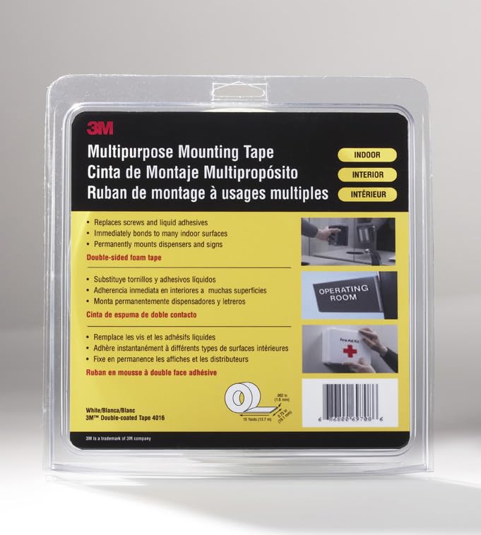 Image of 3M Double Coated Urethane Foam Tape 4016, Off White, 1 in x 36 yd, 62 mil, Retail Pack