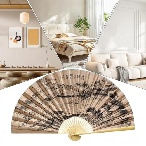 Éventail mural géant chinois pliable pour décoration de salon et studio - 5