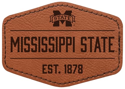 Mississippi State Bulldogs Officially Licensed Hexagonal Leatherette Patch - Iron-On with Adhesive Back Single