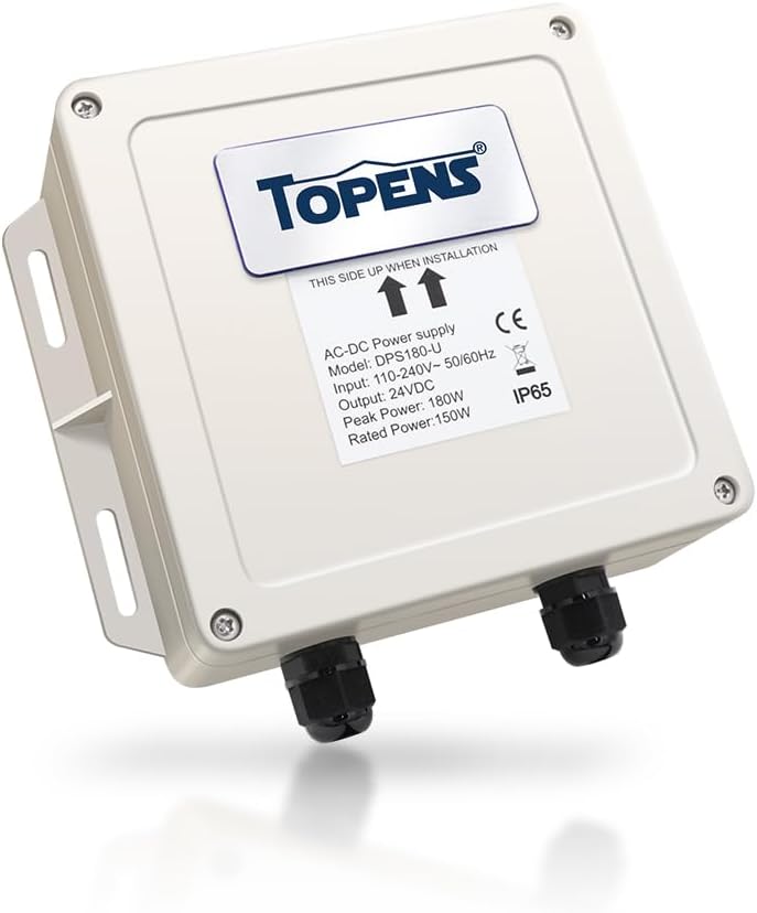 โ DPS180-U AC to DC Power Supply Adapter 100-240VAC to 24VDC 150W Waterproof Transformer Converter for Automatic Gate Openers Outdoor Use