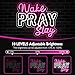 moweek Wake Pray Slay Neon Sign - 35.5×30.6cm LED Wall Decor for Bedroom, Office, Beauty Salon - Aesthetic Motivational Light for Women & Girls, USB Powered with Dimmer, Pink & White