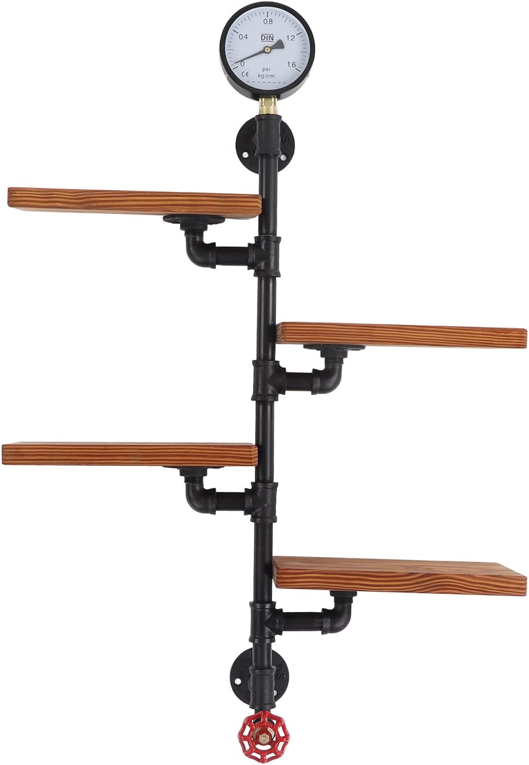 Fockety Industrial Pipe Wall Shelves, 4 Tiers Pipe Floating Shelves Pipe Wall Shelf, Storage