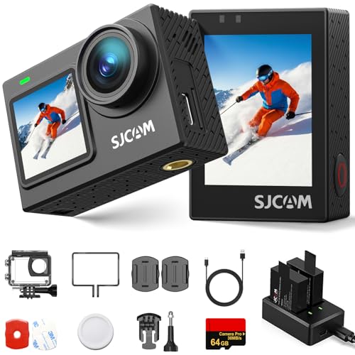 SJCAM SJ6 Ultra Cámara Deportiva 4K 20MP, Gran Angular 166°, Giroscopio 6-Ejes, Sumergible 30M, Micrófono Externo, WiFi 5G, Ideal para Moto/Vlog (64G)