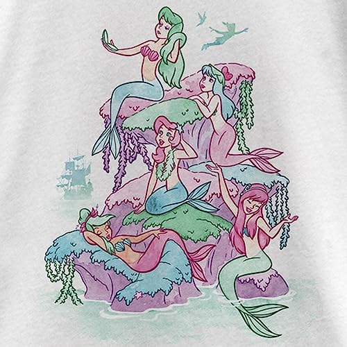 Disney girls Disney Tinkerbell Watercolor Mermaids Short Sleeve Tee T Shirt, White, X-Small US2