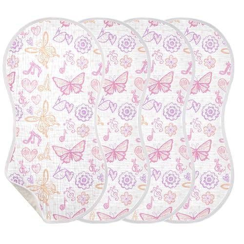 xigua Butterflies Muslin Baby Burp Cloths Set of 1, Super Soft & Absorbent Burping Rags, Cotton Burp Clothes Shower Gift for Newborn, Baby Girls and Boys3