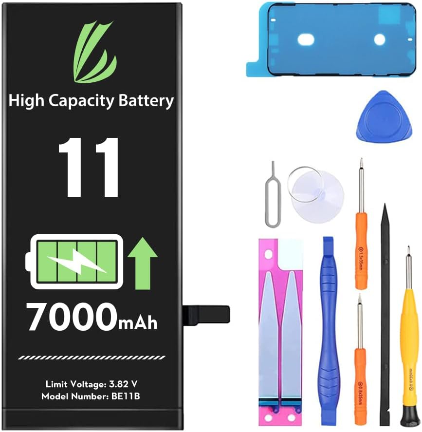 LL TRADER Battery for iPhone 11, 7000 mAh High Capacity Replacement Battery for iPhone 11 (A2111, A2223, A2221) with Full Set Repair Tool Kit 2024new Model