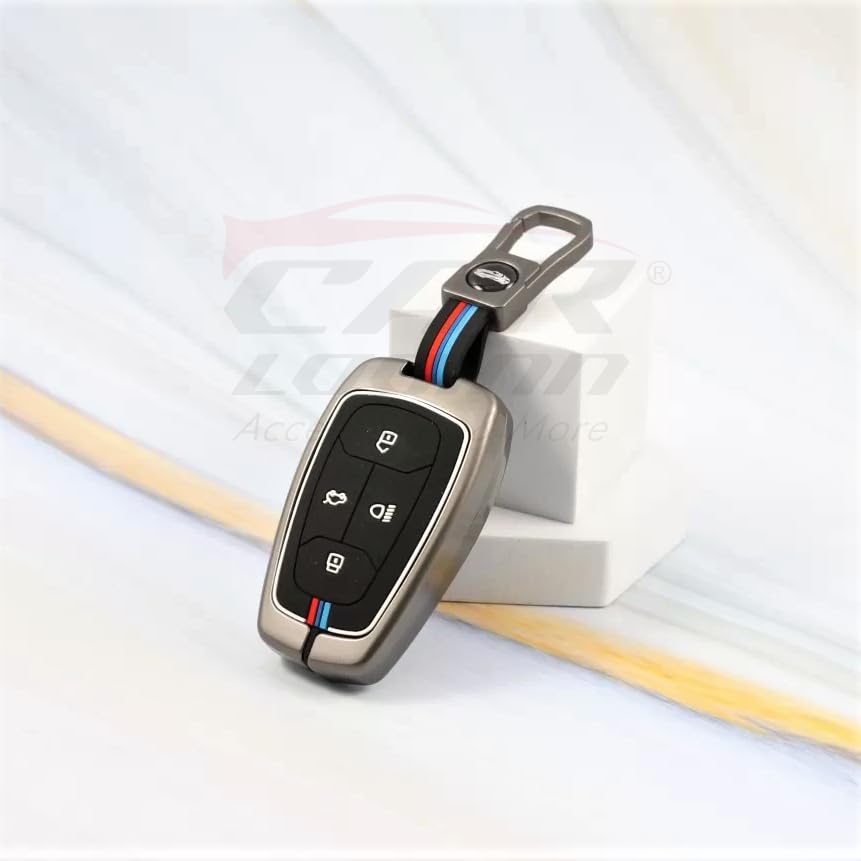 Image of Metal Silicon Keycover for Punch, Harrier, Altroz, Nexon, New Safari, Bolt, Tiago, Tigor - 4 Button Smart Key (Metal Silicon)