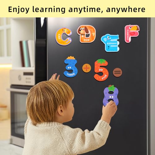 Cocurb COCURB-O3 52 Pack Magnetic Letters Numbers Fridge Magnets For Toddlers 1 To 3 Learning Toys, Animal Abc Cardboard Magnets For Refrigerator Colourful Alphabet Toys Baby Educational Toys thumb #5