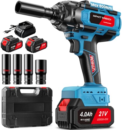 AOSTOK Cordless Impact Wrench - 2 * 4Ah Battery 850Nm Torque Very Powerful, Professional Tool Suitable for Various scenarios Power Through Any Task with Ease