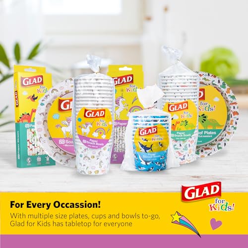 Image of Glad for Kids Unicorns Disposable Paper Snack Bowls, 12 Oz, 20 Count