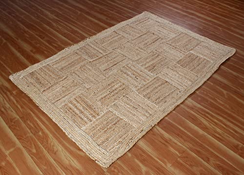 Tapete Trenzado de Yute Natural 2x3 Pies Beige miniatura 4